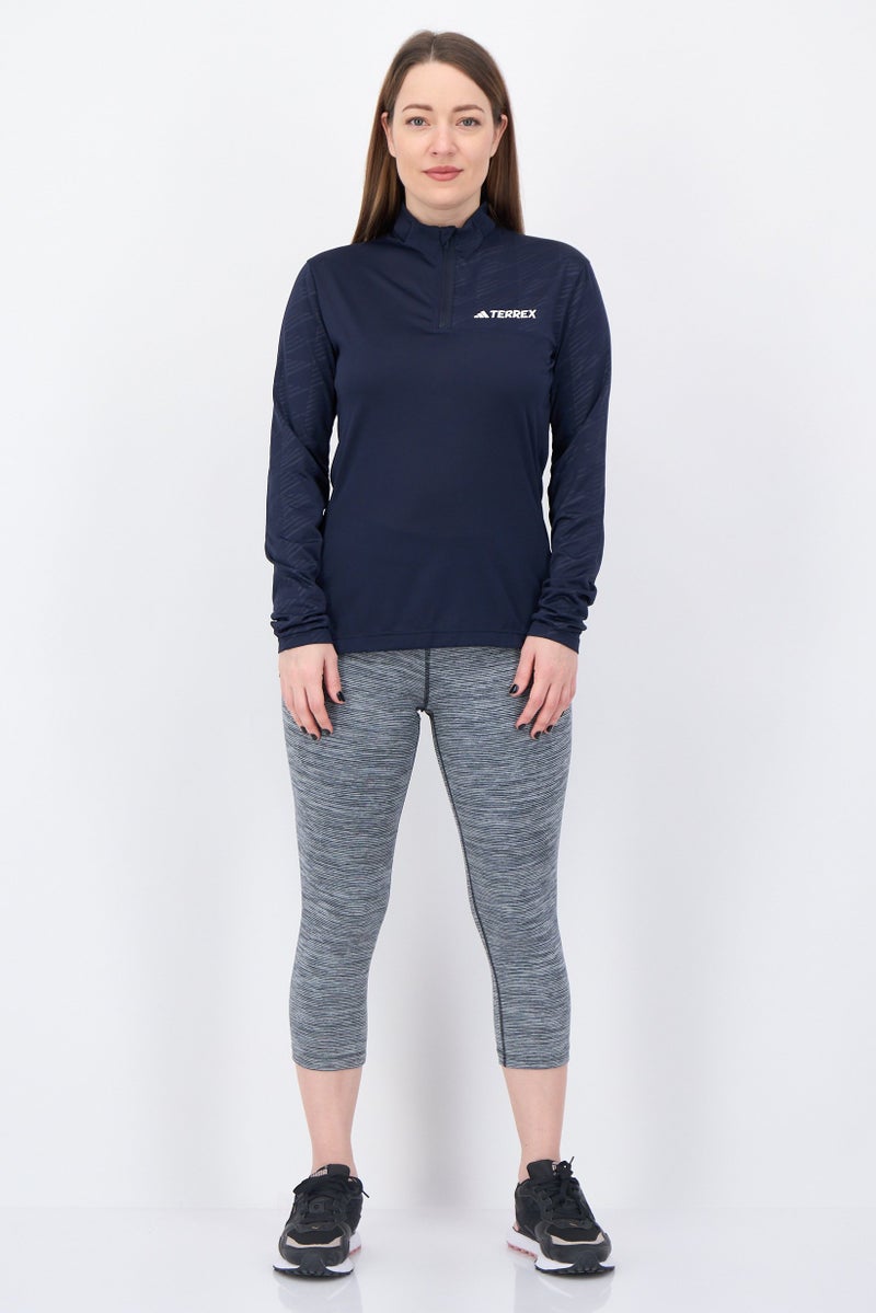 Adidas Terrex Women Slim Fit Long Sleeve Hiking Top, Navy - Image 3