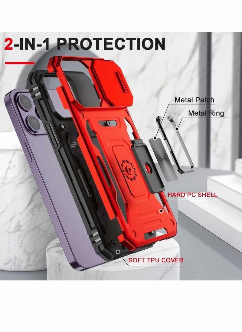 Case for iPhone 14 Pro Max Case with Camera Cover, Cover with Screen Protector Heavy Dut Protective Phone Case with Kickstand for Apple iPhone 14 Pro Max