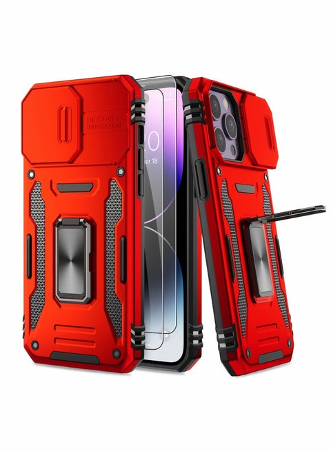 Case for iPhone 14 Pro Max Case with Camera Cover, Cover with Screen Protector Heavy Dut Protective Phone Case with Kickstand for Apple iPhone 14 Pro Max