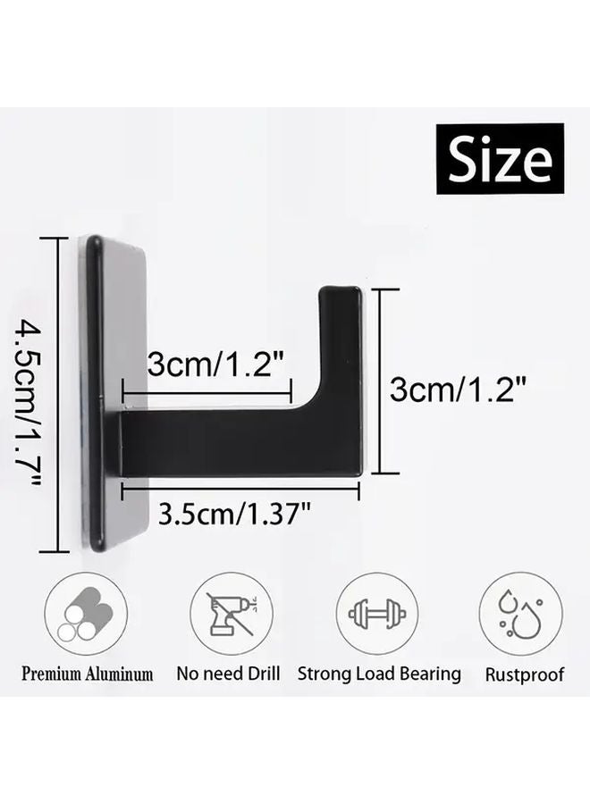 4Pcs Heavy Duty Square Self Adhesive Towel Hooks Black Metal Hooks for Bathroom Kitchen - Image 5