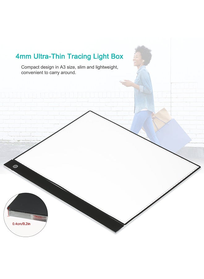 Generic - A3 LED Tracing Light Box Pad Graphic Tablet 4mm Ultra-Thin Drawing Board Copyboard 3 Levels Dimming with Separate Scale Plate Clips USB Cable for Artist Animation Designing Sketching Calligraphy - Image 1
