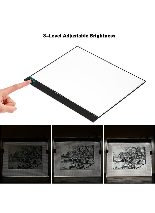 Generic - A3 LED Tracing Light Box Pad Graphic Tablet 4mm Ultra-Thin Drawing Board Copyboard 3 Levels Dimming with Separate Scale Plate Clips USB Cable for Artist Animation Designing Sketching Calligraphy - Image 1