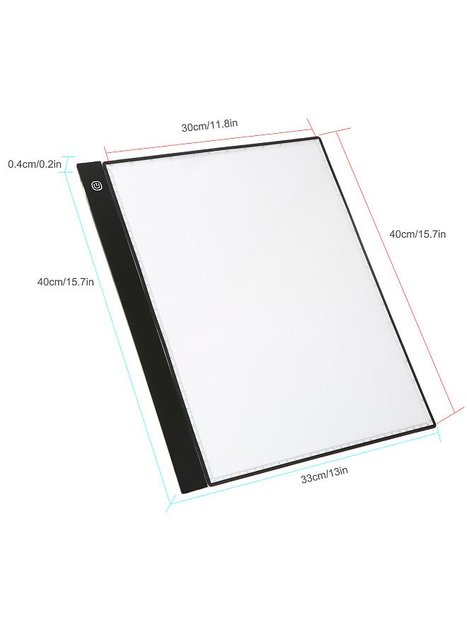 Generic - A3 LED Tracing Light Box Pad Graphic Tablet 4mm Ultra-Thin Drawing Board Copyboard 3 Levels Dimming with Separate Scale Plate Clips USB Cable for Artist Animation Designing Sketching Calligraphy - Image 1