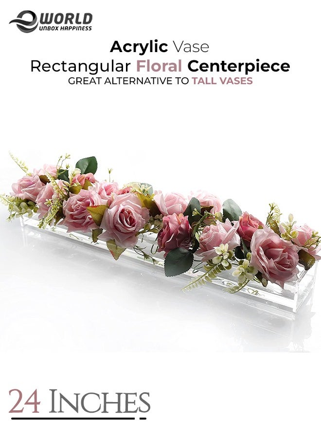 Eworld - Acrylic Rectangular Dining Table Floral Vase for Centerpiece and Home Decor - Image 1