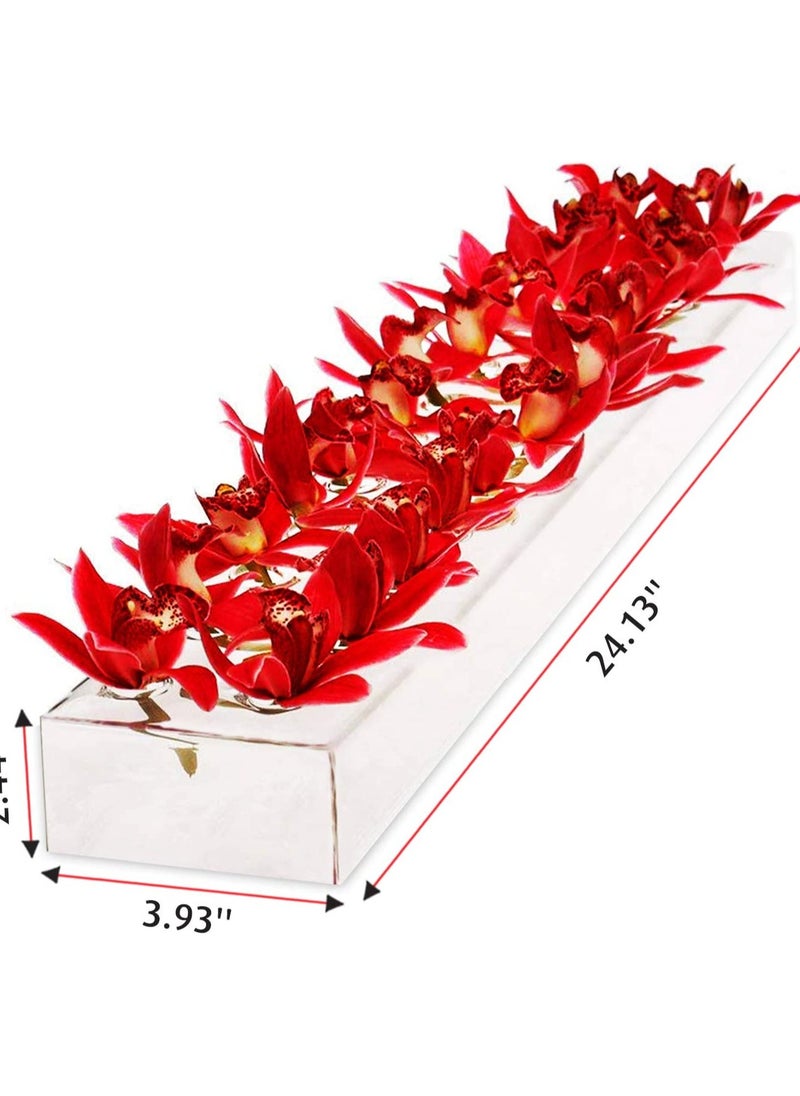 Eworld - Acrylic Rectangular Dining Table Floral Vase for Centerpiece and Home Decor - Image 1