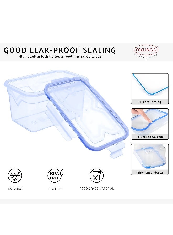 FEELINGS Plastic Clip Lock Food Containers, 3-Piece Set, Airtight Lids, BPA-Free, Microwave, Freezer and Dishwasher Safe, Stackable - Image 3