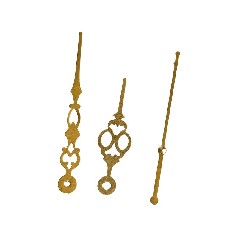 BanteyBanatey BanteyBanatey Designer Clock Hands Set Metal Clock Needle Set DIY Clock Making Kit for Elegant Timepiece Crafting with Fancy Metal Needles Pack of 2 Sets Gold Design 5  - Image 1