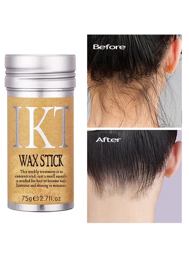 IKT Hair Wax Stick 75g with Edge Control Brush Hair Slick Stick Wax Stick for Hair Bristle Brush for Flyaways Teasing Brush for Hair Styling for Baby Hair and Edge Anti Frizz Hair - Image 1