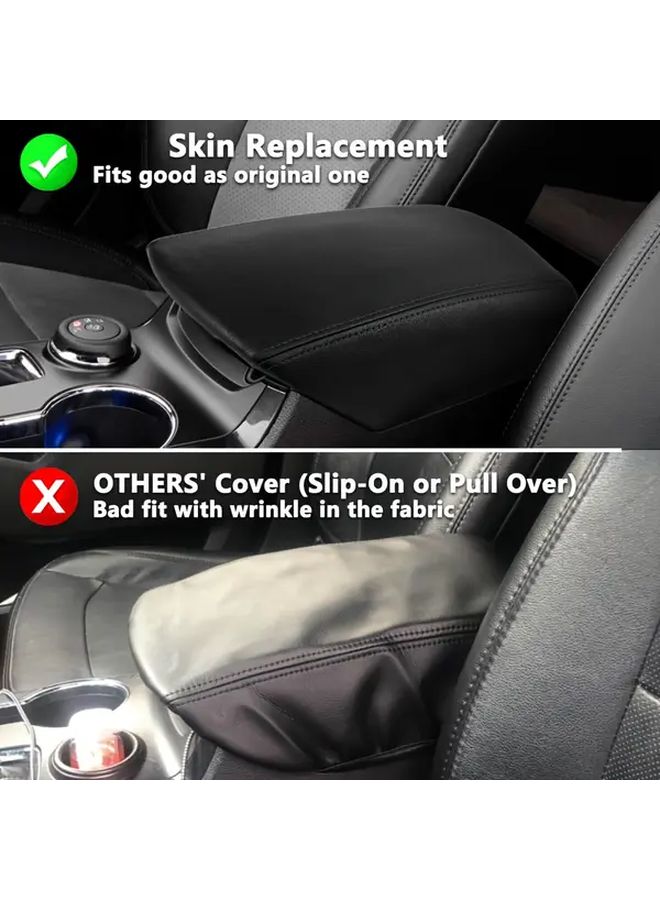 Front Center Console Armrest Cover Replacement Black Faux Leather Scratch Resistant - Image 4