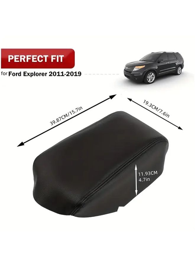 Front Center Console Armrest Cover Replacement Black Faux Leather Scratch Resistant - Image 2