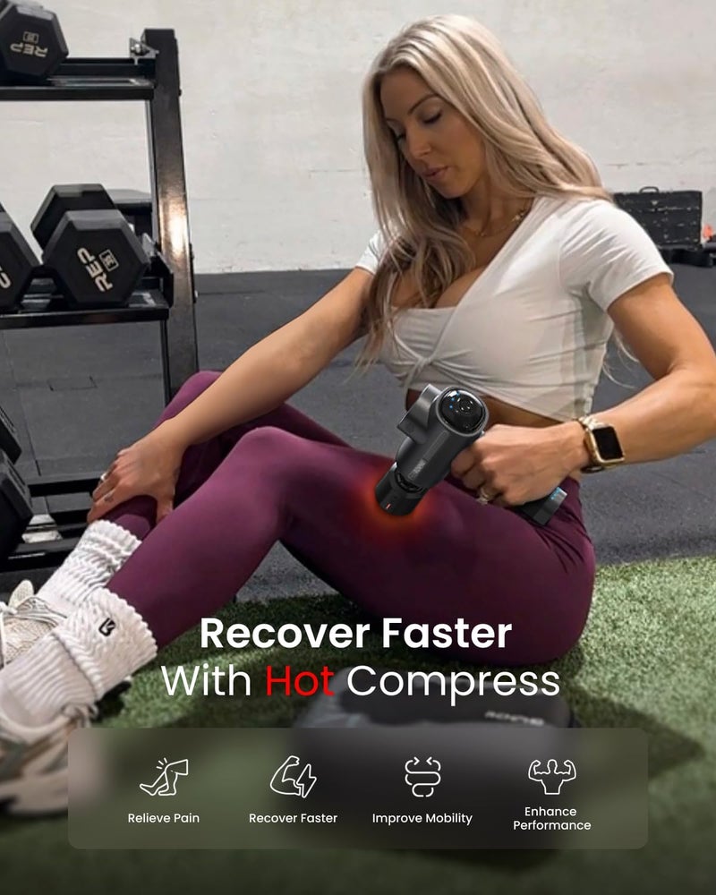 RENPHO Massage Gun Deep Tissue with Heat and Cold Head Handheld Muscle Massager Therapy with Carry Case Percussion Body Masajeador for Men Women Athletes Back Upgrade Active Thermacool - Image 3