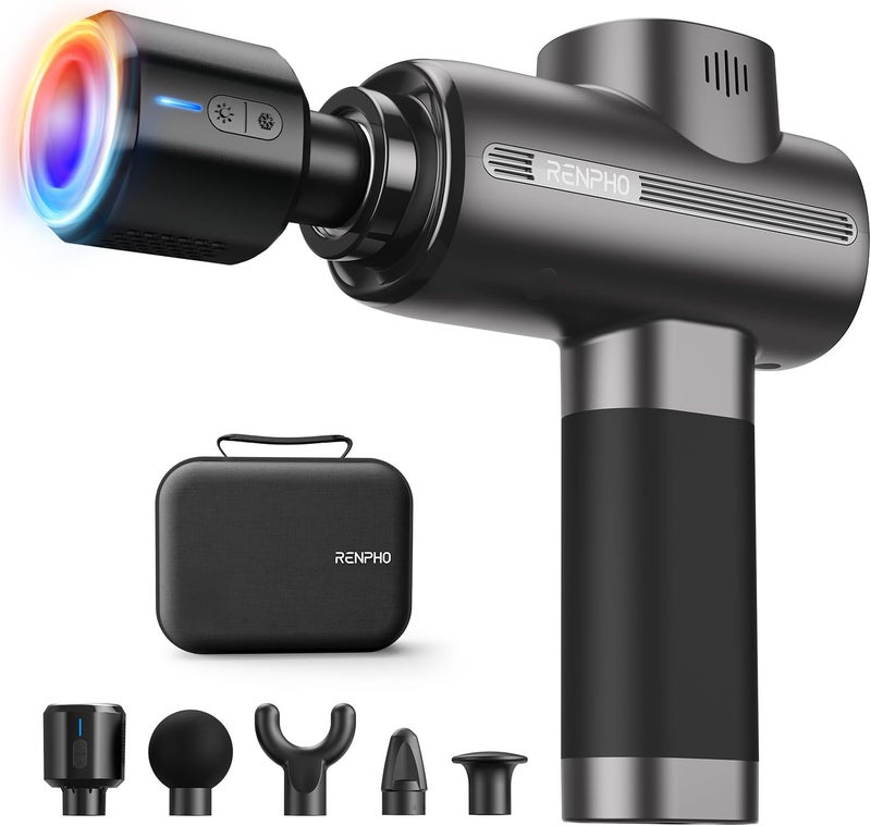 RENPHO Massage Gun Deep Tissue with Heat and Cold Head Handheld Muscle Massager Therapy with Carry Case Percussion Body Masajeador for Men Women Athletes Back Upgrade Active Thermacool - Image 1