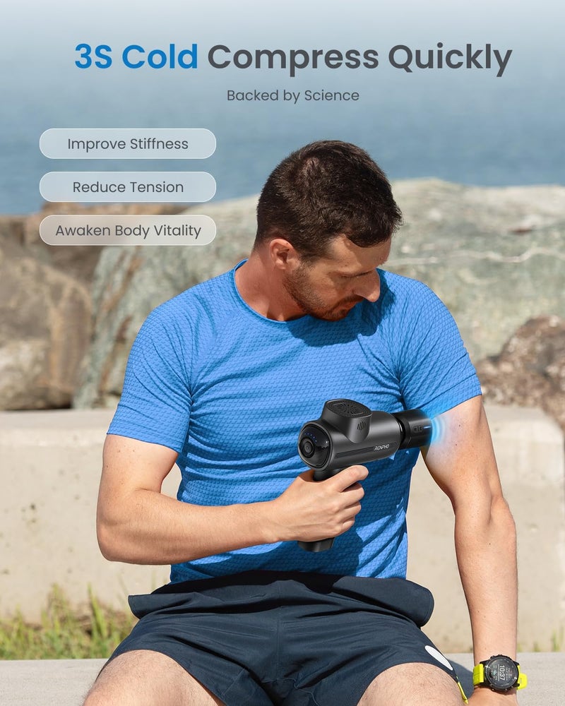 RENPHO Massage Gun Deep Tissue with Heat and Cold Head Handheld Muscle Massager Therapy with Carry Case Percussion Body Masajeador for Men Women Athletes Back Upgrade Active Thermacool - Image 2