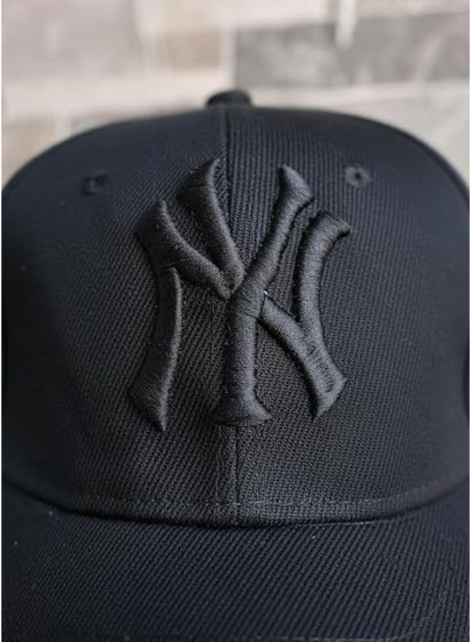 NYC Unisex Cotton Baseball Cap, Adjustable Snapback, All Black - Image 3