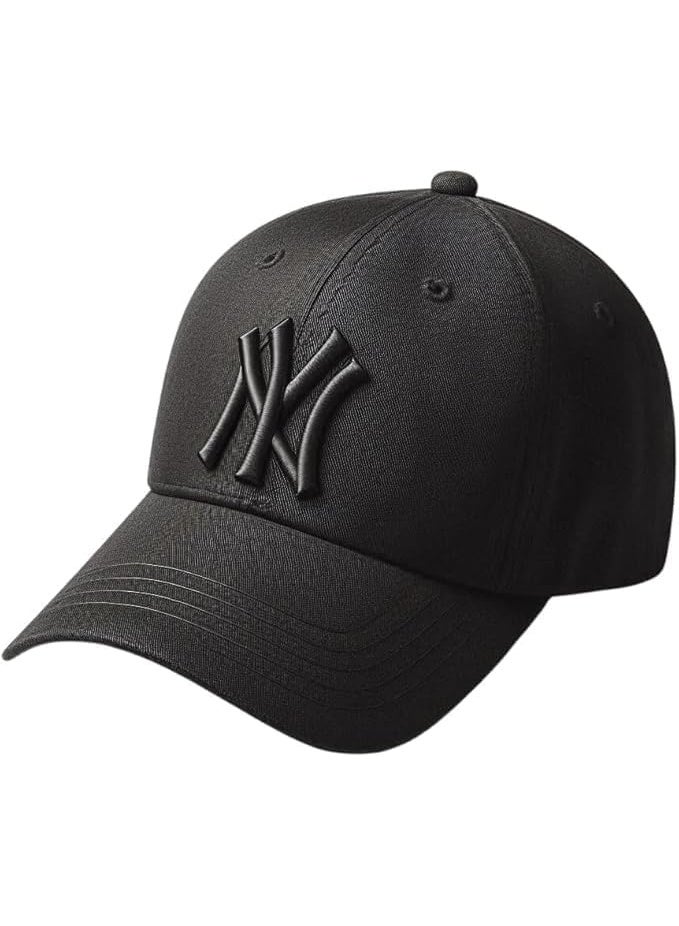 NYC Unisex Cotton Baseball Cap, Adjustable Snapback, All Black - Image 1