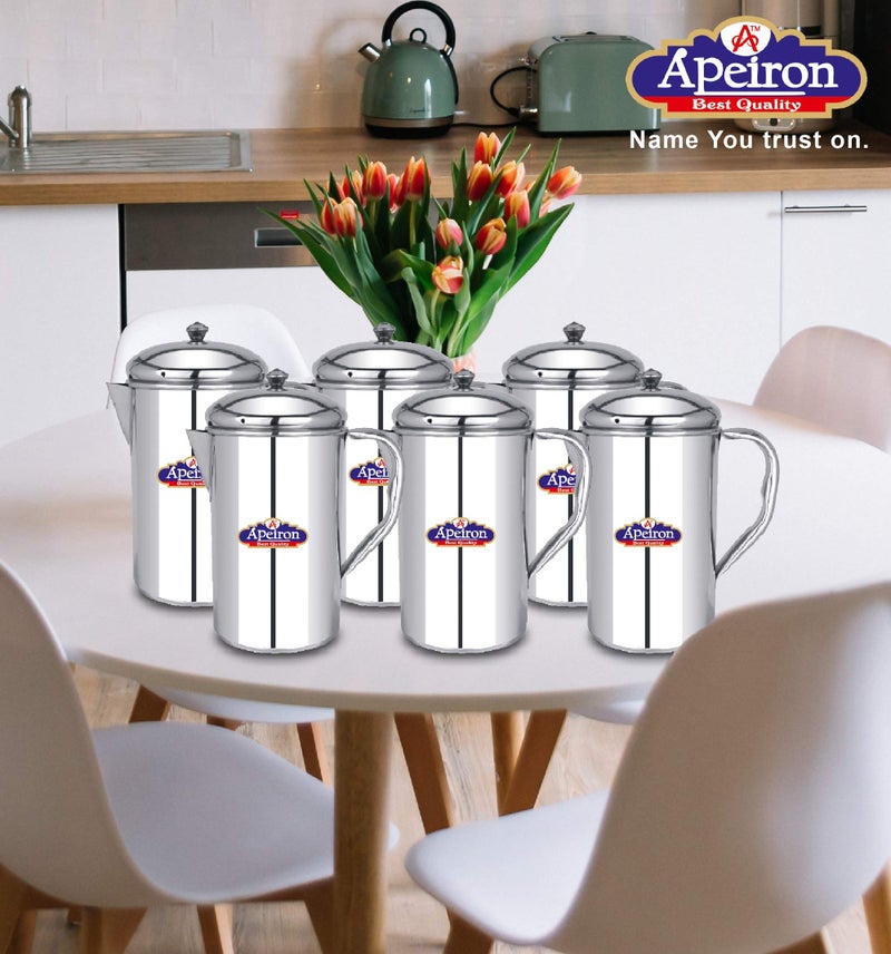 Apeiron Stainless Steel Water jug with Lid and Handle, 2000 ML (Carafe) (Pack of 6, Carafe) - Image 4