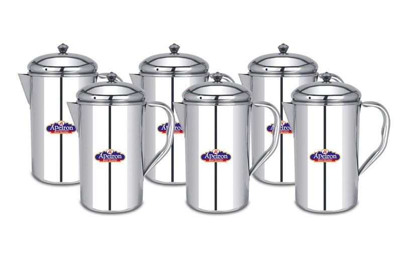 Apeiron Stainless Steel Water jug with Lid and Handle, 2000 ML (Carafe) (Pack of 6, Carafe) - Image 1