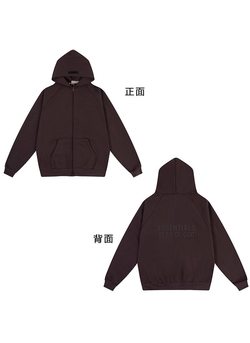 Generic - FOG ESSENTIALS Hoodie Autumn Winter Plush Zip Jacket Wusu purple - Image 1