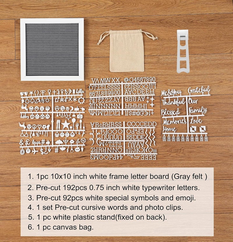 G GAMIT Letter Board Sign White Frame 10x10 - Felt Letter Board Baby Announcement Board with Typewriter Letters, White Letter Board Sign Board&Message Board with Stand and Canvas Bag. - Image 5