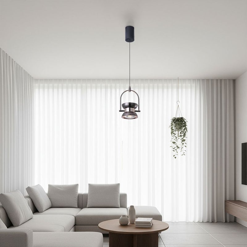 DANUBE HOME Dalton LED Pendant Lamp 2m Adjustable length Contemporary Pendant Lamps Hanging Lanterns Built in LED Modern Design Indoor Lighting For Dining Room Living Room L16xW16xH23cm-Black - Image 4