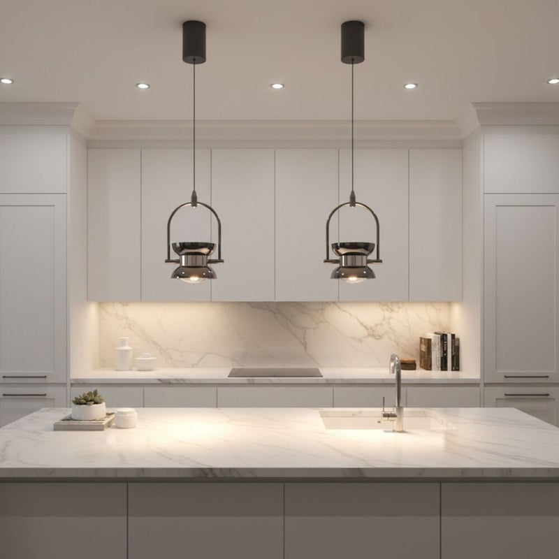 DANUBE HOME Dalton LED Pendant Lamp 2m Adjustable length Contemporary Pendant Lamps Hanging Lanterns Built in LED Modern Design Indoor Lighting For Dining Room Living Room L16xW16xH23cm-Black - Image 3