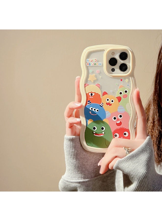 NIBEMINENT Cute Cartoon Monster Protective TPU Case Cover For iPhone 15 Pro Max, Yellow