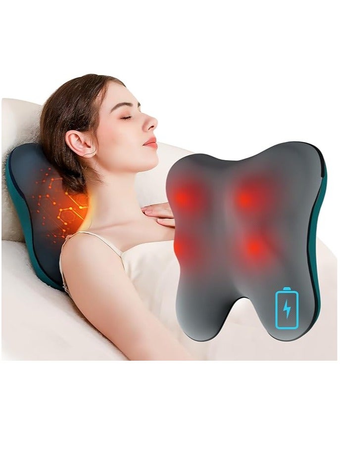 إسكدنيا مدلك الظهر مع الحرارة ، الرقبة اللاسلكية والظهر مدلك لتخفيف الآلام الأنسجة العميقة ، شياتسو تدليك أسفل الظهر وسادة دعم أسفل الظهر والكتف ومدلك المحمولة للكرسي والسيارة والهدايا للنساء - Image 1