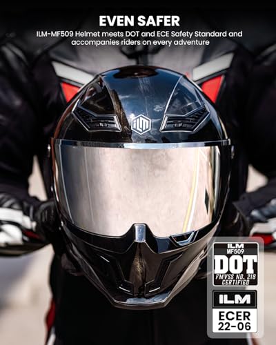 ILM Motorcycle Helmets for Adult Men Women Full Face DOT ECE Powersports Dual Visor Street Racing Helmet with Pinlock Cascos para Motos Model MF509 War Damaged Gray L - Image 3