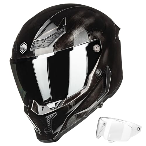 ILM Motorcycle Helmets for Adult Men Women Full Face DOT ECE Powersports Dual Visor Street Racing Helmet with Pinlock Cascos para Motos Model MF509 War Damaged Gray L - Image 1