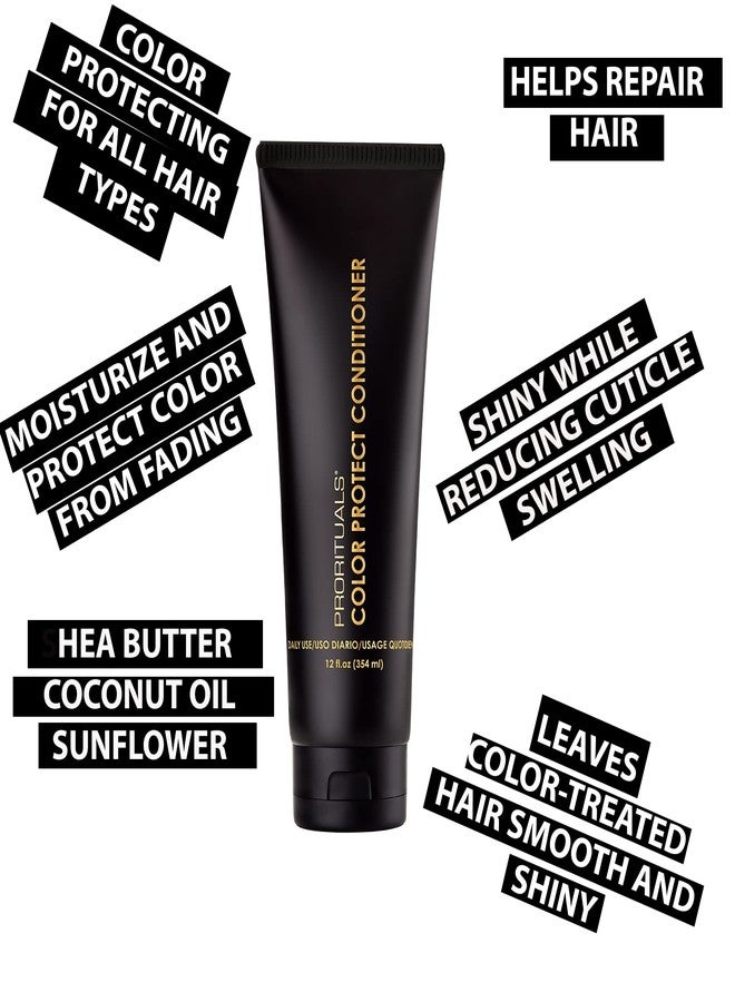 Prorituals Color Protect Shampoo and Conditioner Set Color Protecting For All Hair Types, with Coconut Oil to Repair Damaged Dry Hair, for Women and Men, 12 Oz Each Dual Pack - Image 2