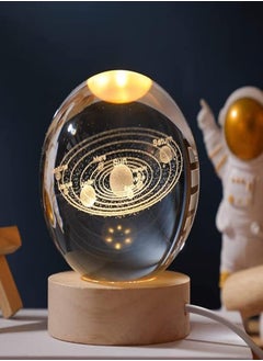 Goodern Goodern 3D Crystal Ball Night Light Clear Galaxy LED Light with Wooden Base Glass Ball Ornaments Nightlight Decolamp with Touch Switch LED Light Decorative Lamp Gifts for Home Desktop Decor-Galaxy 