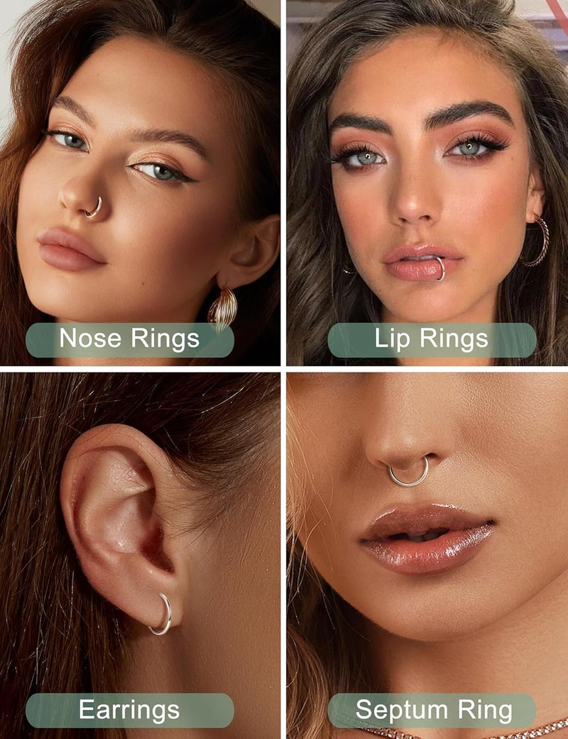 Drperfect 36Pcs 20G Nose Ring Hoop for Women Men 316L Stainless Steel Helix Tragus Lip Septum Ring Cartilage Earring Hoop Piercing Jewelry - Image 3