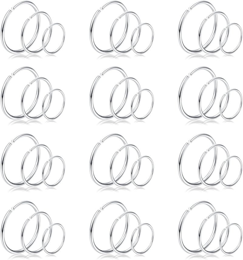Drperfect 36Pcs 20G Nose Ring Hoop for Women Men 316L Stainless Steel Helix Tragus Lip Septum Ring Cartilage Earring Hoop Piercing Jewelry - Image 1