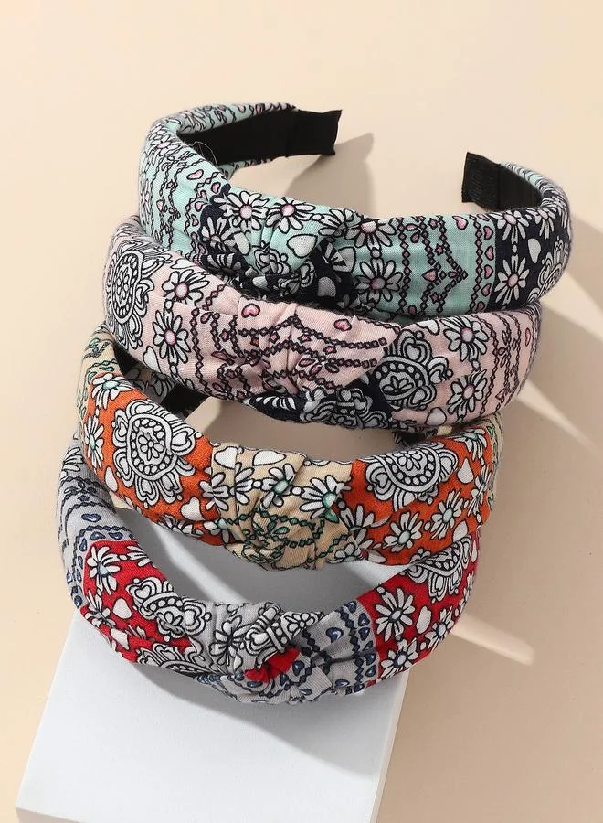 Take Two  Set of 4 - Printed Knot Headband for Women | Best Price UAE