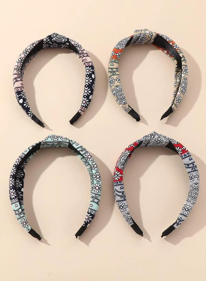 Take Two  Set of 4 - Printed Knot Headband for Women | Best Price UAE