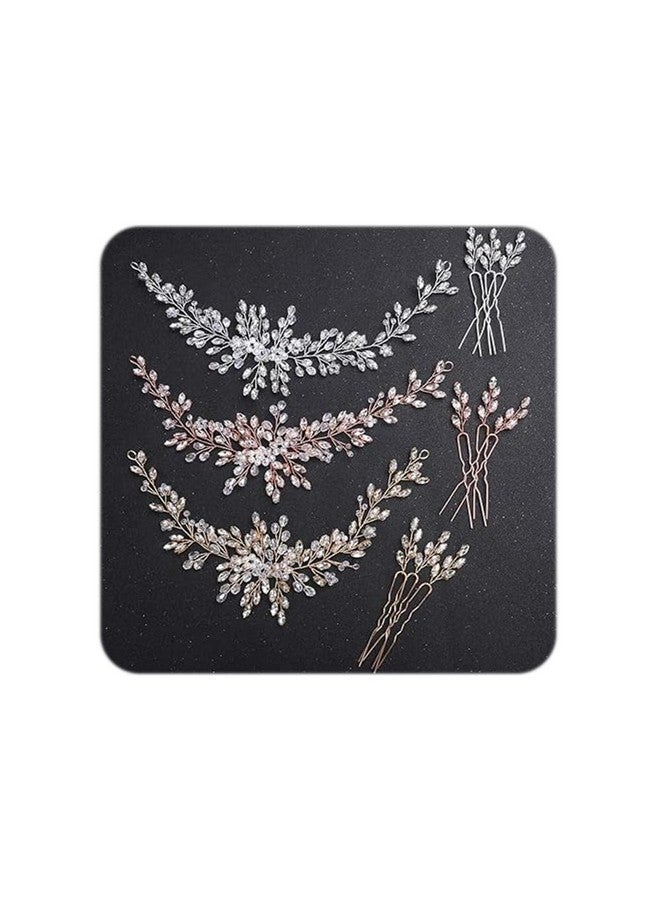 BERYUAN Bride Wedding Crystal Hair Vine Flower Headband Bridal Hair Pieces Wedding Hair Accessories For Women And Girls（With 3 Hairpins） (Silver) - Image 1