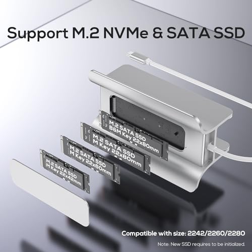 PULWTOP USB C Hub for Mac mini, 5 in 1USB Hub Adapter Support M.2 NVMe SSD Expand, Docking Station with 2 USB C 10Gbps, SD/TF Card Reader, M.2 SSD (Not Included) - Image 2