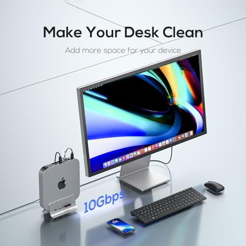 PULWTOP USB C Hub for Mac mini, 5 in 1USB Hub Adapter Support M.2 NVMe SSD Expand, Docking Station with 2 USB C 10Gbps, SD/TF Card Reader, M.2 SSD (Not Included) - Image 5