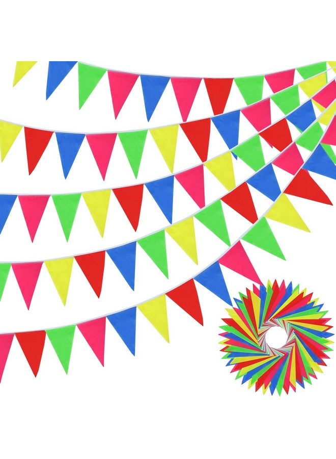 Boao 1640 ft Pennant Banner Flags Rainbow Triangle Banner Multicolor Nylon Reusable Triangle Flag Decoration for Grand Opening Outdoor Celebrations Shops Business Classroom Party - Image 1