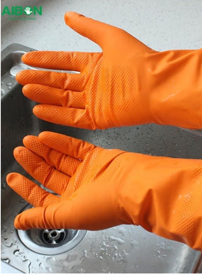زوج من القفازات المطاطية المقاومة للتآكل والمقاومة للماء والسميكة للمطبخ، قفازات تنظيف قابلة لإعادة الاستخدام لغسل الأطباق - Image 5