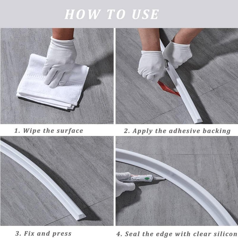 Grofilo 78Inch Collapsible Shower Threshold SelfAdhesive Water Barrier for Effective Splash Guard and DryWet Separation in Bathroom and Kitchen - Image 3
