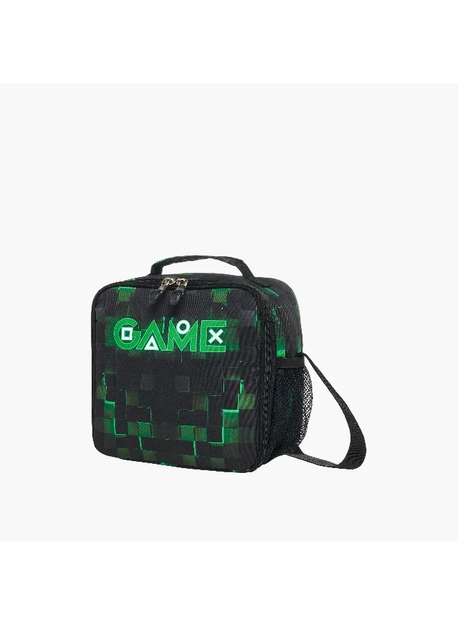 St.Right Lunch Bag-Pixel-Game-1 Cmprt-Boys (Polyester) Black \ 21X11X22