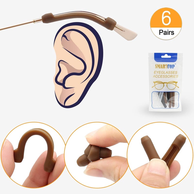 SMARTTOP Silicone Eyeglasses Temple Tips Sleeve Retainer, Anti-Slip Elastic Glasses Ear Grip Comfort Eyeglasses Retainers Behind The Ears for Reading Glasses Sunglasses - Image 4