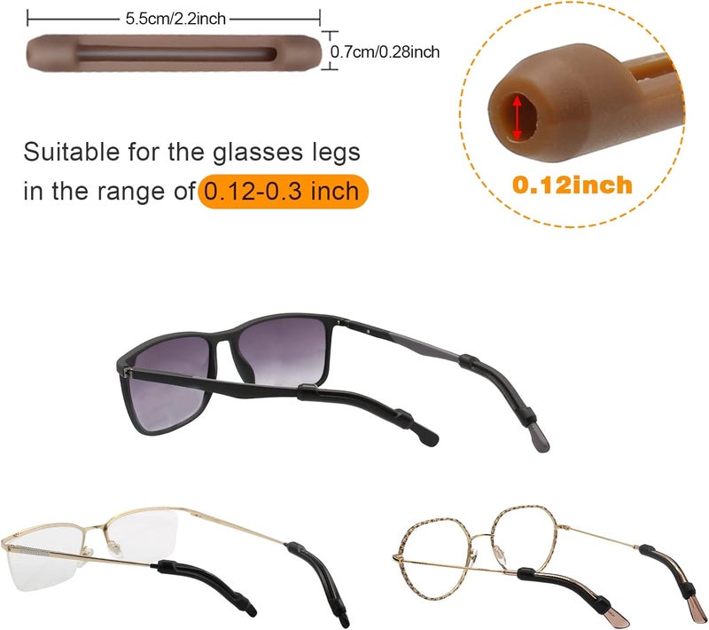 SMARTTOP Silicone Eyeglasses Temple Tips Sleeve Retainer, Anti-Slip Elastic Glasses Ear Grip Comfort Eyeglasses Retainers Behind The Ears for Reading Glasses Sunglasses - Image 3