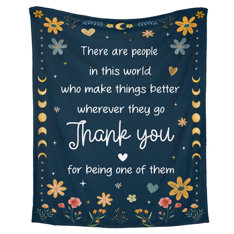 WRAPIX Thank You Gifts for Women  Soft Fleece Throw Blanket 60x80 in  Birthday Inspirational Retirement Gift for Woman Friends Coworkers Employee Nurses Teacher Appreciation Gifts
