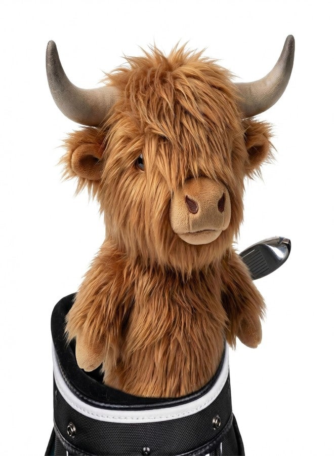 Veeluplus Highland Cattle Driver Headcover - Funny Golf Club Covers - Storytelling Headcover - Animal Plush Golf Head Covers Gift for Men Women Fits Up to 460CC Driver Head - Image 1