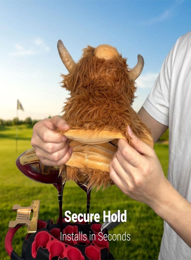 Veeluplus Highland Cattle Driver Headcover - Funny Golf Club Covers - Storytelling Headcover - Animal Plush Golf Head Covers Gift for Men Women Fits Up to 460CC Driver Head - Image 5