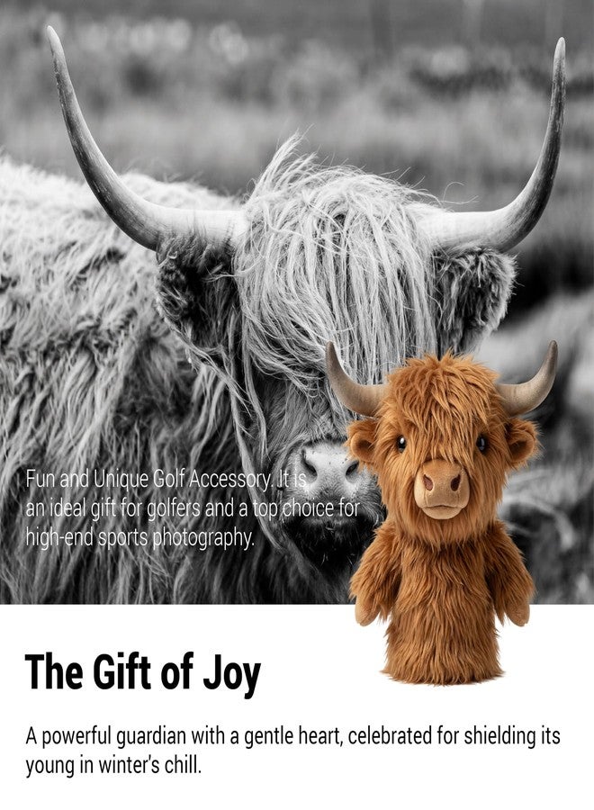 Veeluplus Highland Cattle Driver Headcover - Funny Golf Club Covers - Storytelling Headcover - Animal Plush Golf Head Covers Gift for Men Women Fits Up to 460CC Driver Head - Image 2