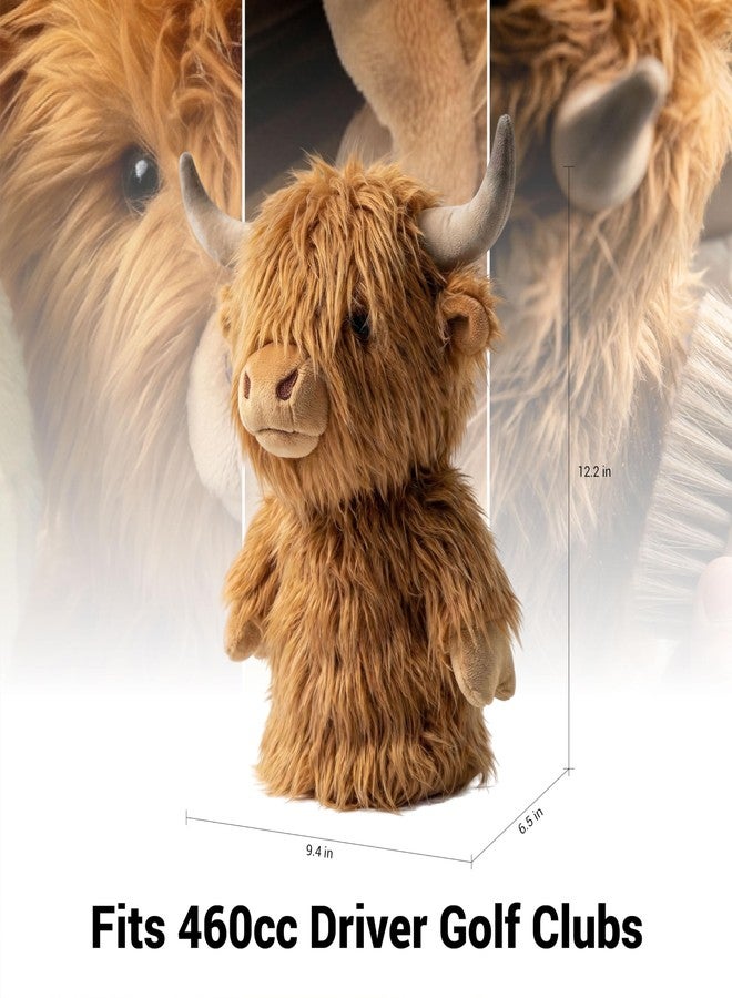 Veeluplus Highland Cattle Driver Headcover - Funny Golf Club Covers - Storytelling Headcover - Animal Plush Golf Head Covers Gift for Men Women Fits Up to 460CC Driver Head - Image 4