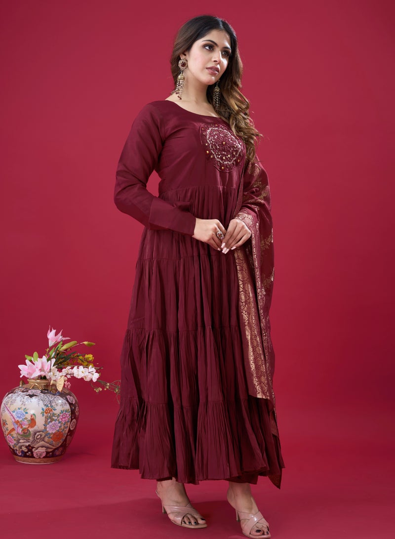 Super Asian Designer Party Wear Look Full Heavy Embroidery Sequence Work Gown with Fully stitched and Dupatta Ready to Wear Collection - Image 4
